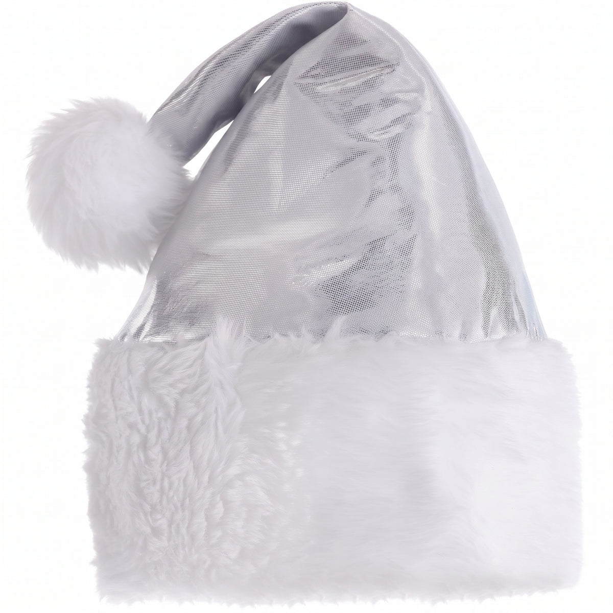 Deluxe Silver Tinsel Santa Hat for Christmas