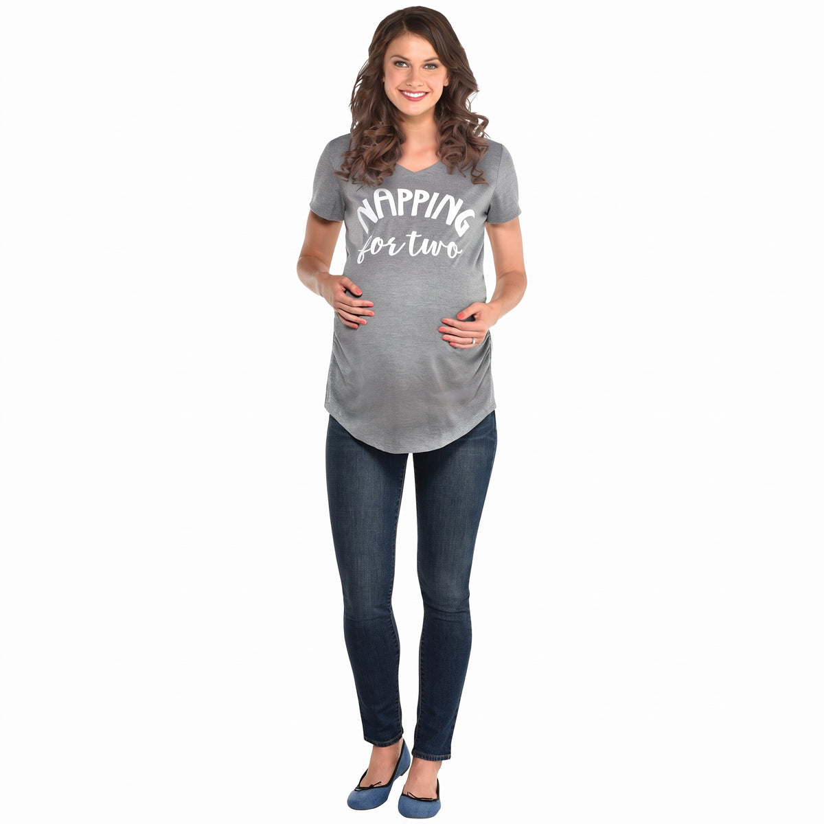 Napping for Two Maternity T-Shirt - Grey, S/M