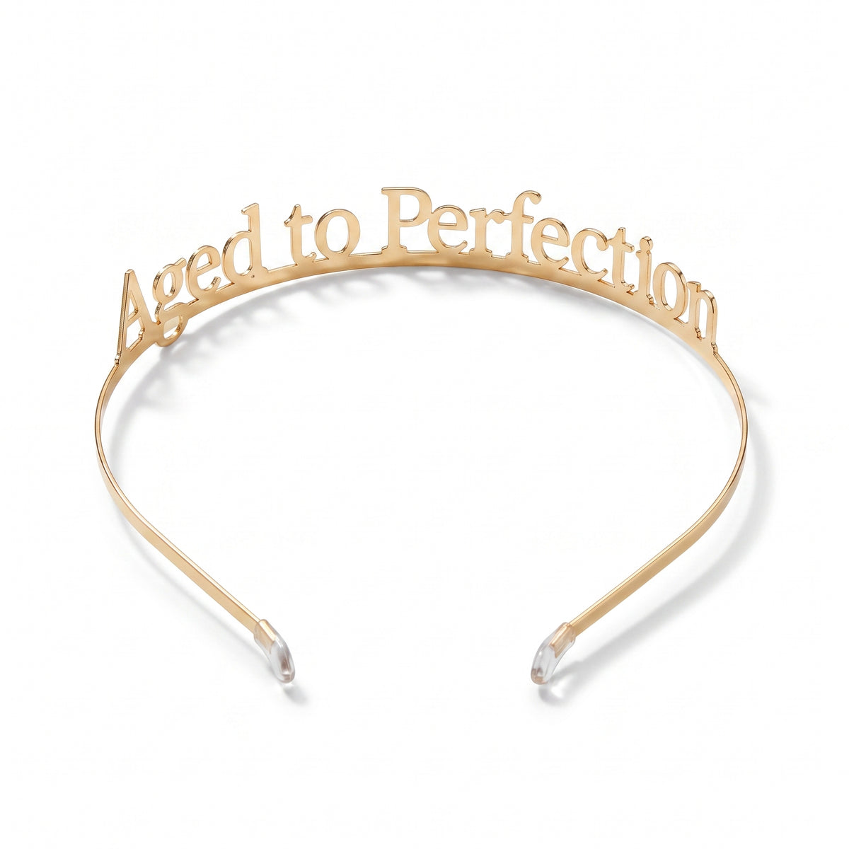 "Aged to Perfection" Golden Metal Headband for Birthdays