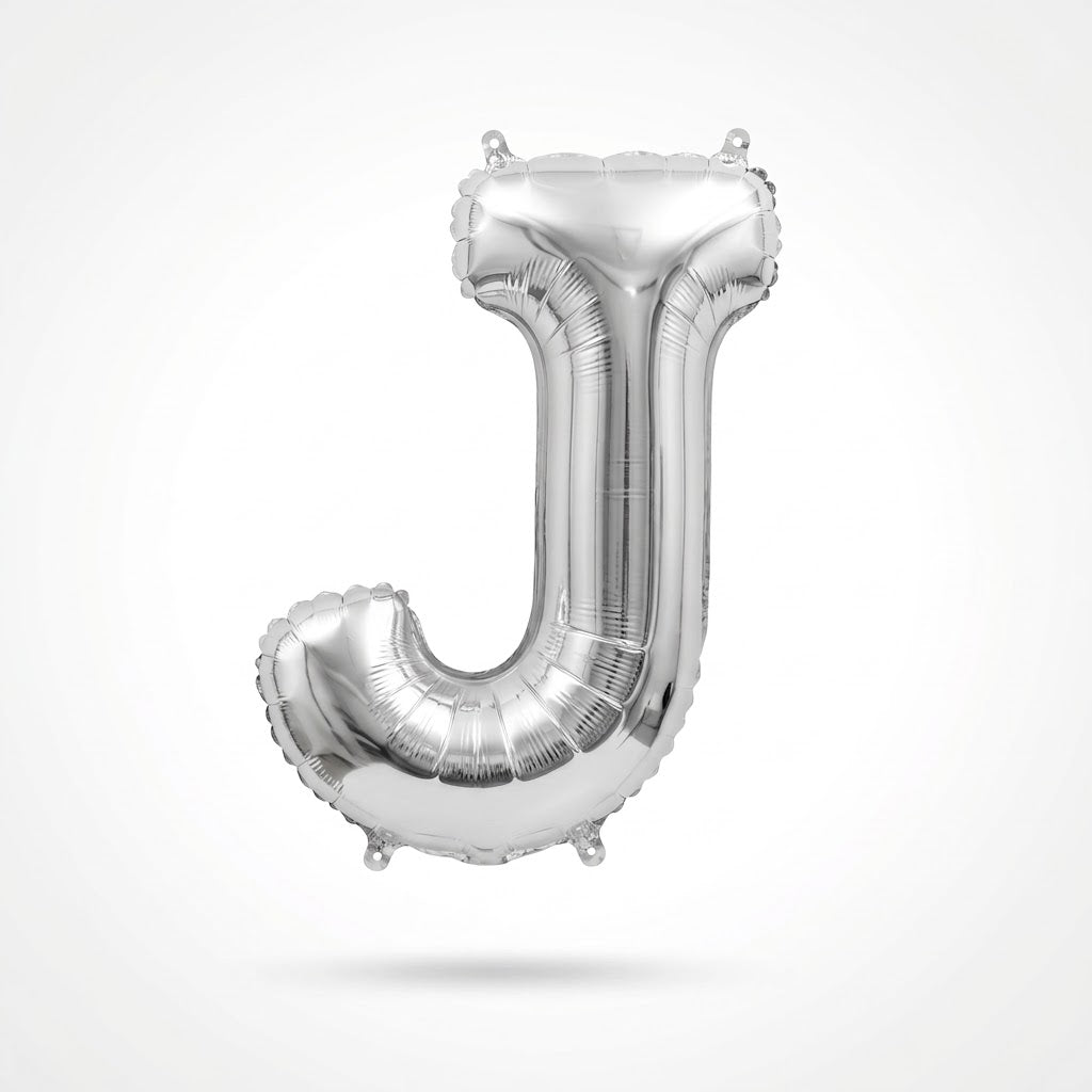 Silver Foil Letter "J" Balloon - Air Filled