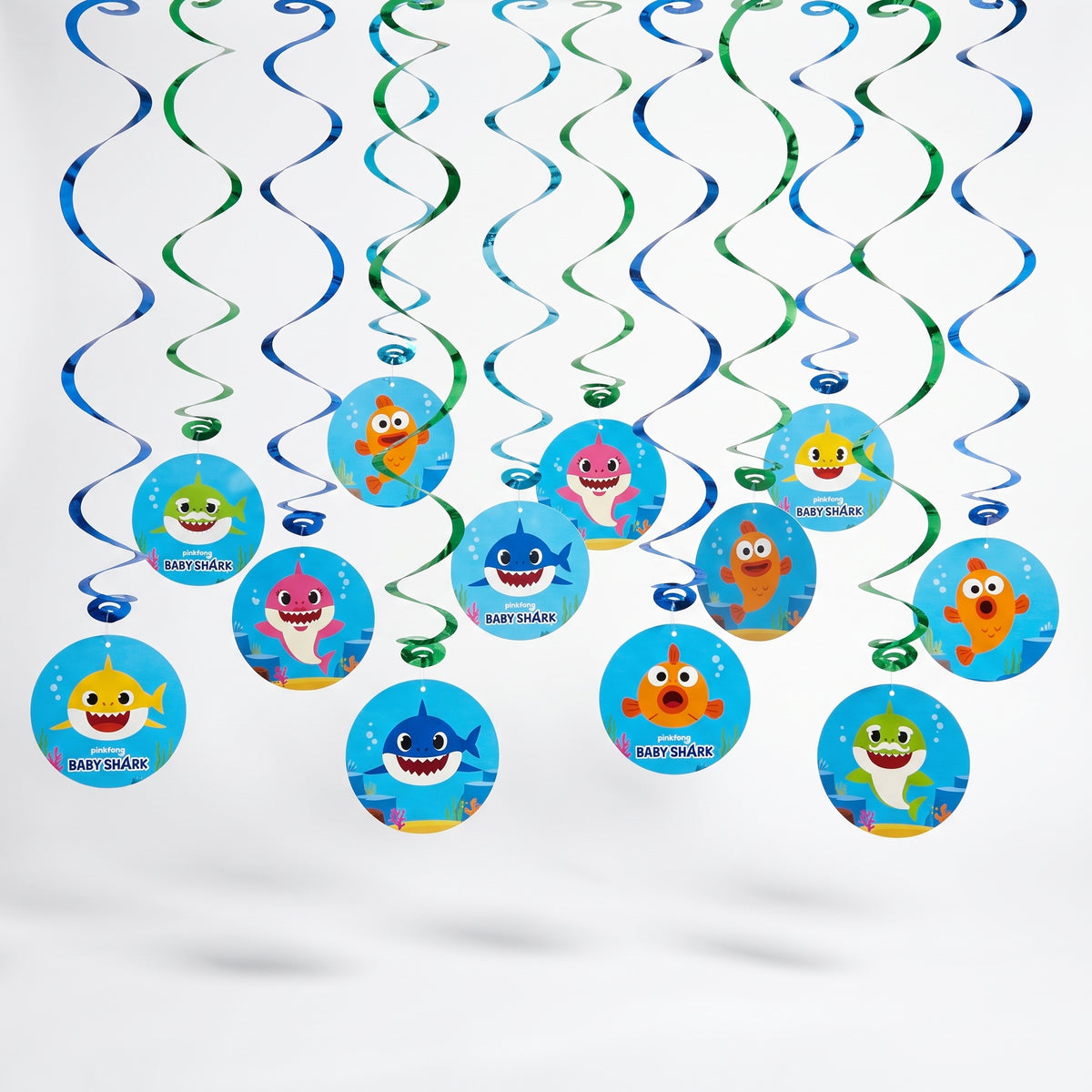 Baby Shark Swirl Hanging Decorations, 12-Pack