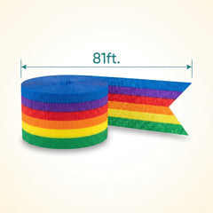 Vibrant Rainbow Crepe Paper Streamer - 81ft