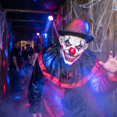Freak Show Scary Clown Mask - Red, White, Black Halloween Accessory
