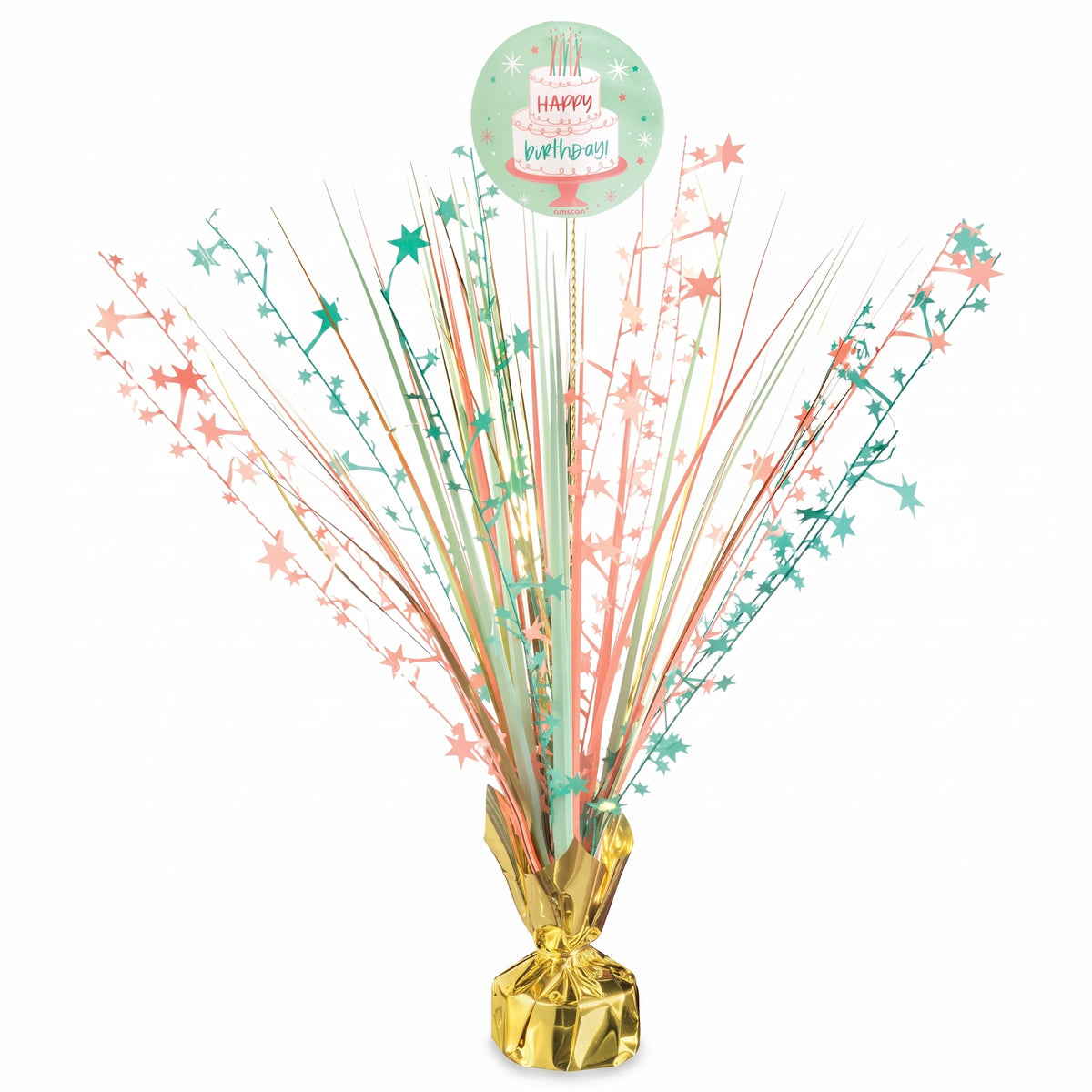 Happy Cake Day Metallic Tinsel Spray Centerpiece
