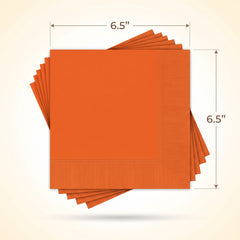 Vibrant Orange Luncheon Napkins - Pack of 40 - 6.5 In. X 6.5 In.