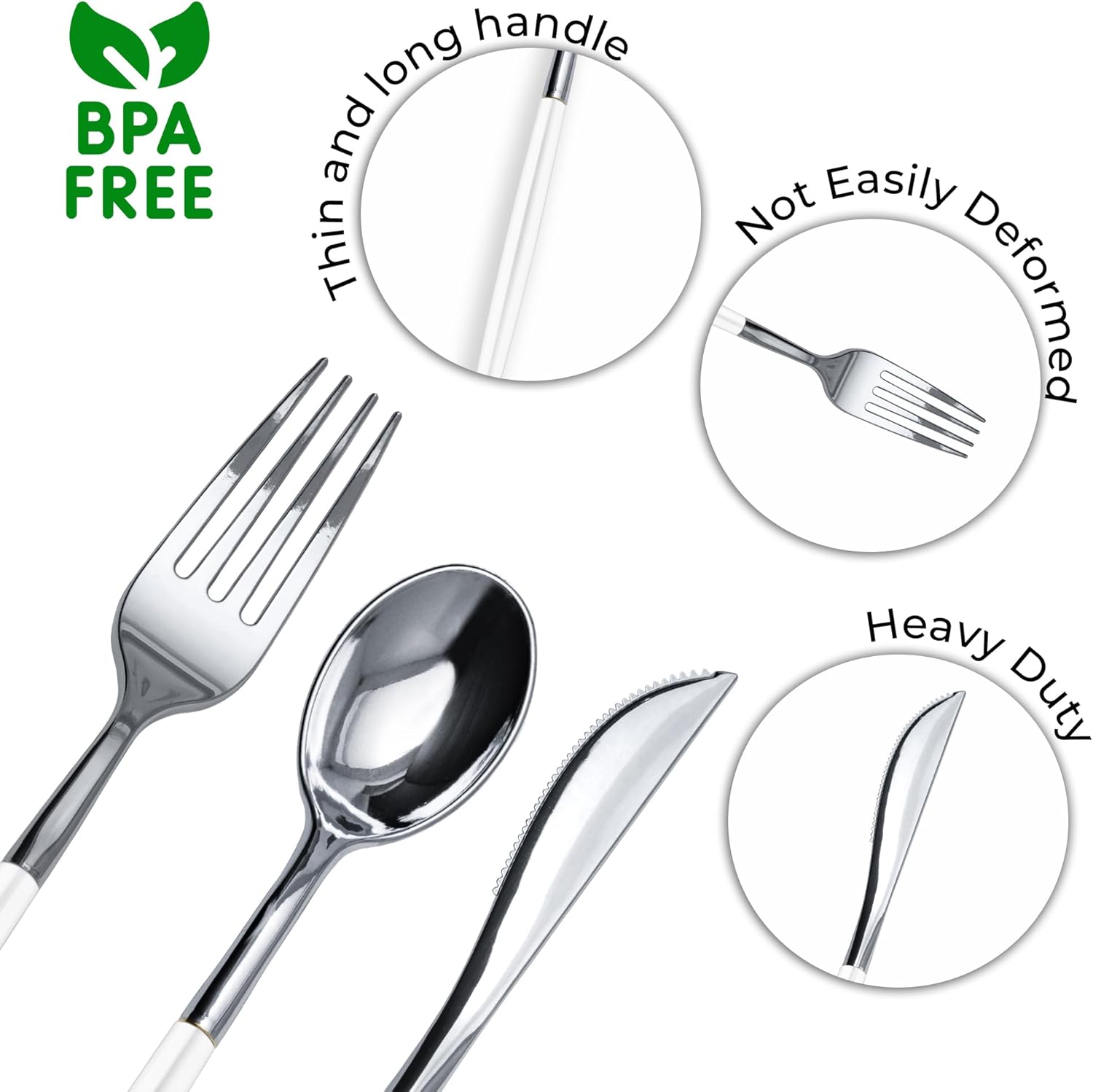 Trendables Cutlery Combo White/Silver | 120 Count