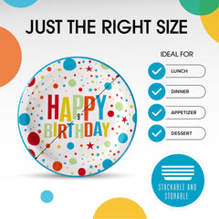 9 In.Birthday Print Paper Plates - 50 Ct.| Case of 20