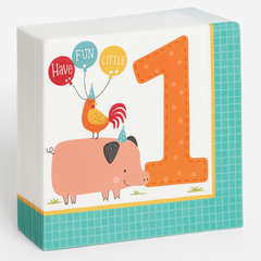 Farm Friends 1st Birthday Party Lunch Napkins - Pack of 36
