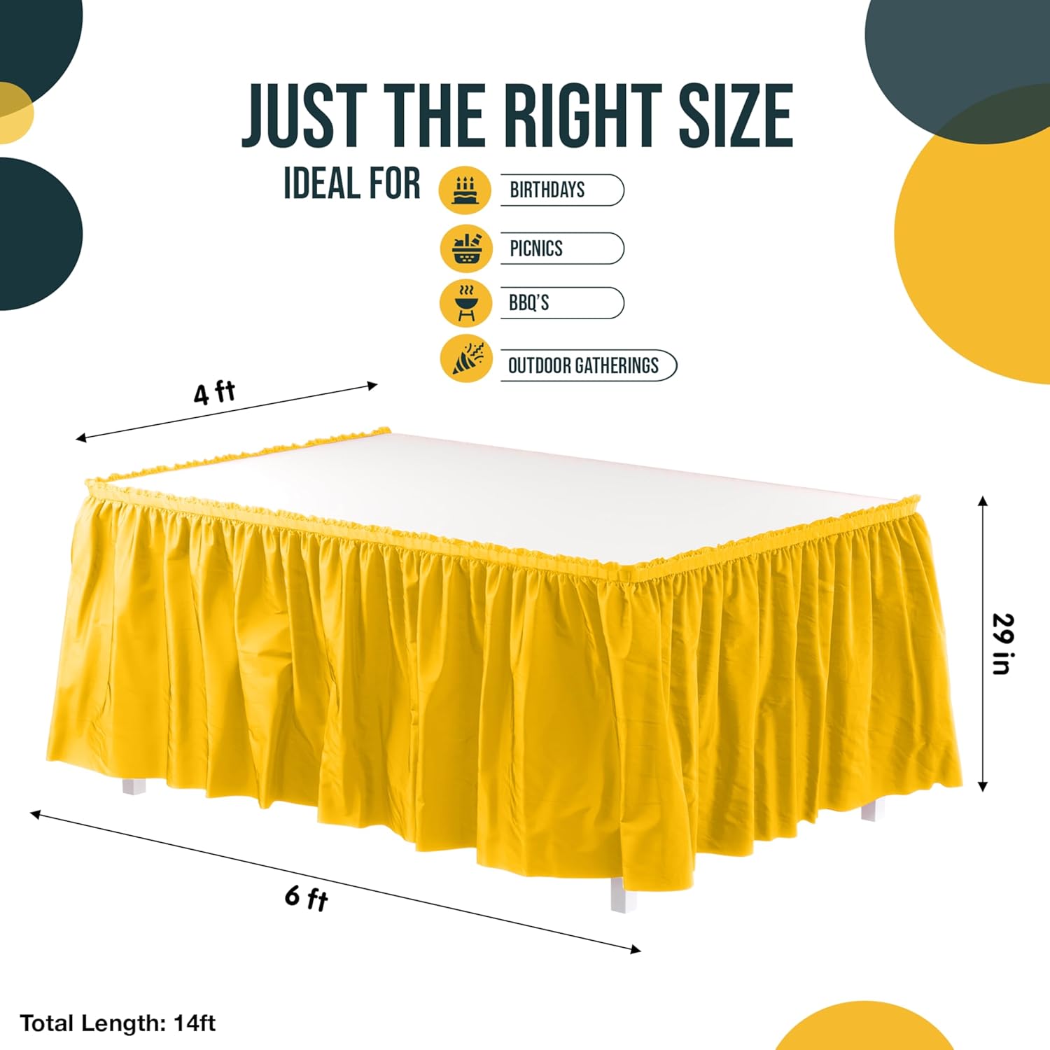 Yellow Plastic Table Skirt | 6 Pack