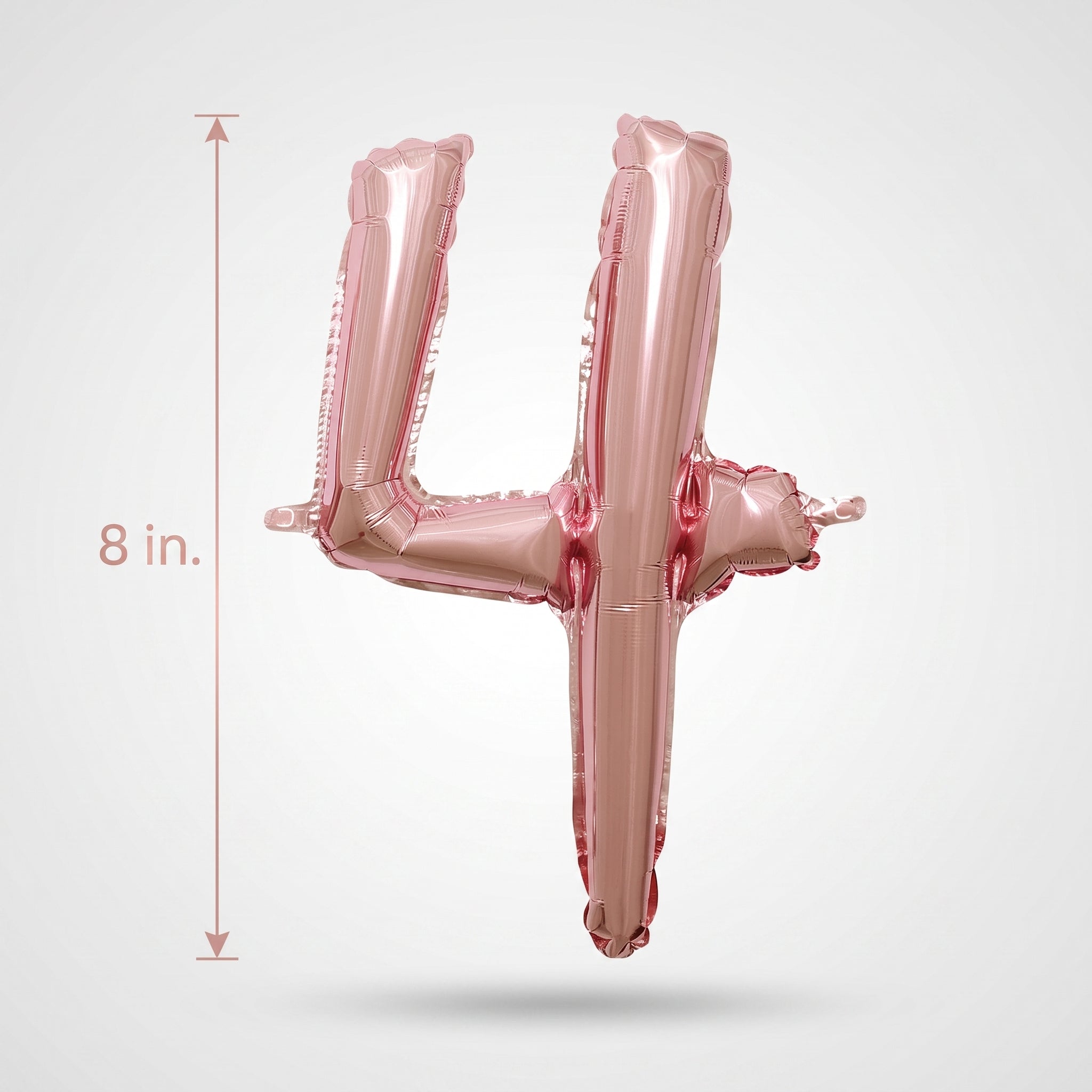 Rose Gold Cursive Number 4 Foil Balloon - Air-Filled, 8-Inch