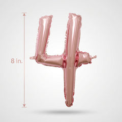 Rose Gold Cursive Number 4 Foil Balloon - Air-Filled, 8-Inch