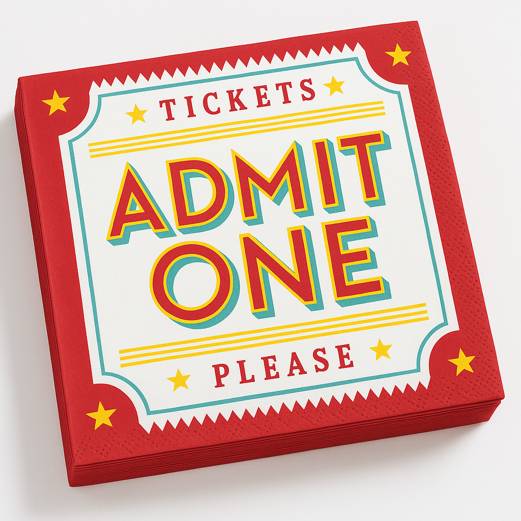 Movie Night Lunch Napkins ‚Äì Hollywood Ticket Stub Design, 40 Pack