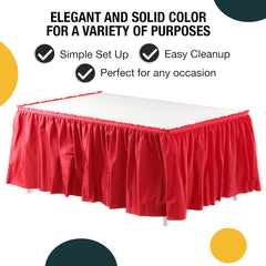 Red Plastic Table Skirt | 6 Pack