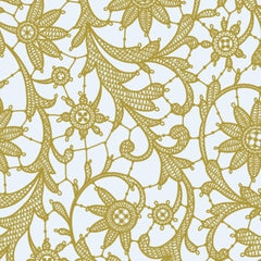 Round Gold Lace Plastic Table Covers | 12 Pack