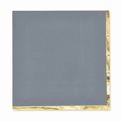 Dark Gray Luncheon Napkins with Gold Foil Stamping - 6.5 in. x 6.5 in.
