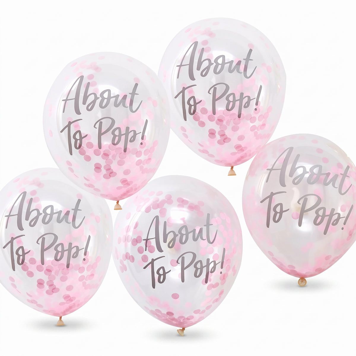 "About to Pop!" Pink Confetti Balloons for Baby Shower