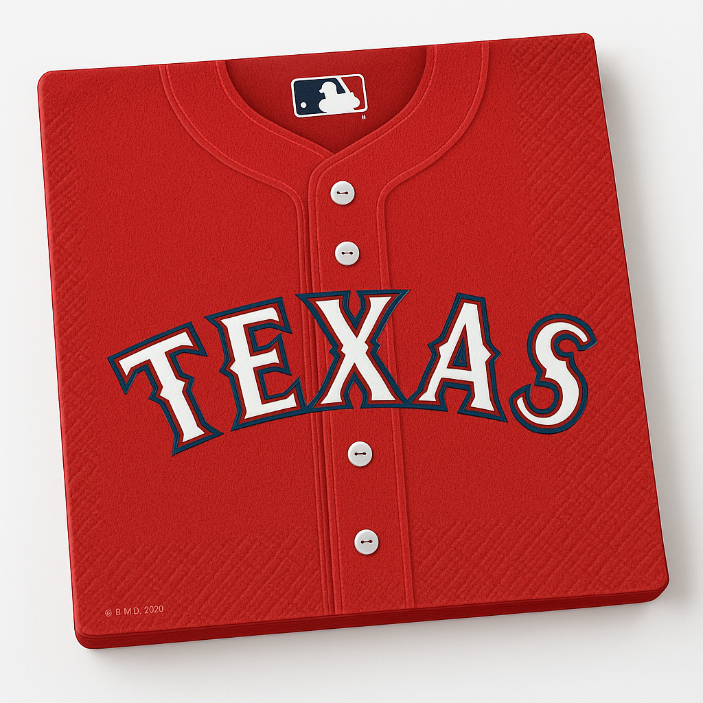 Texas Rangers MLB Luncheon Napkins - 6.5 In. x 6.5 In.
