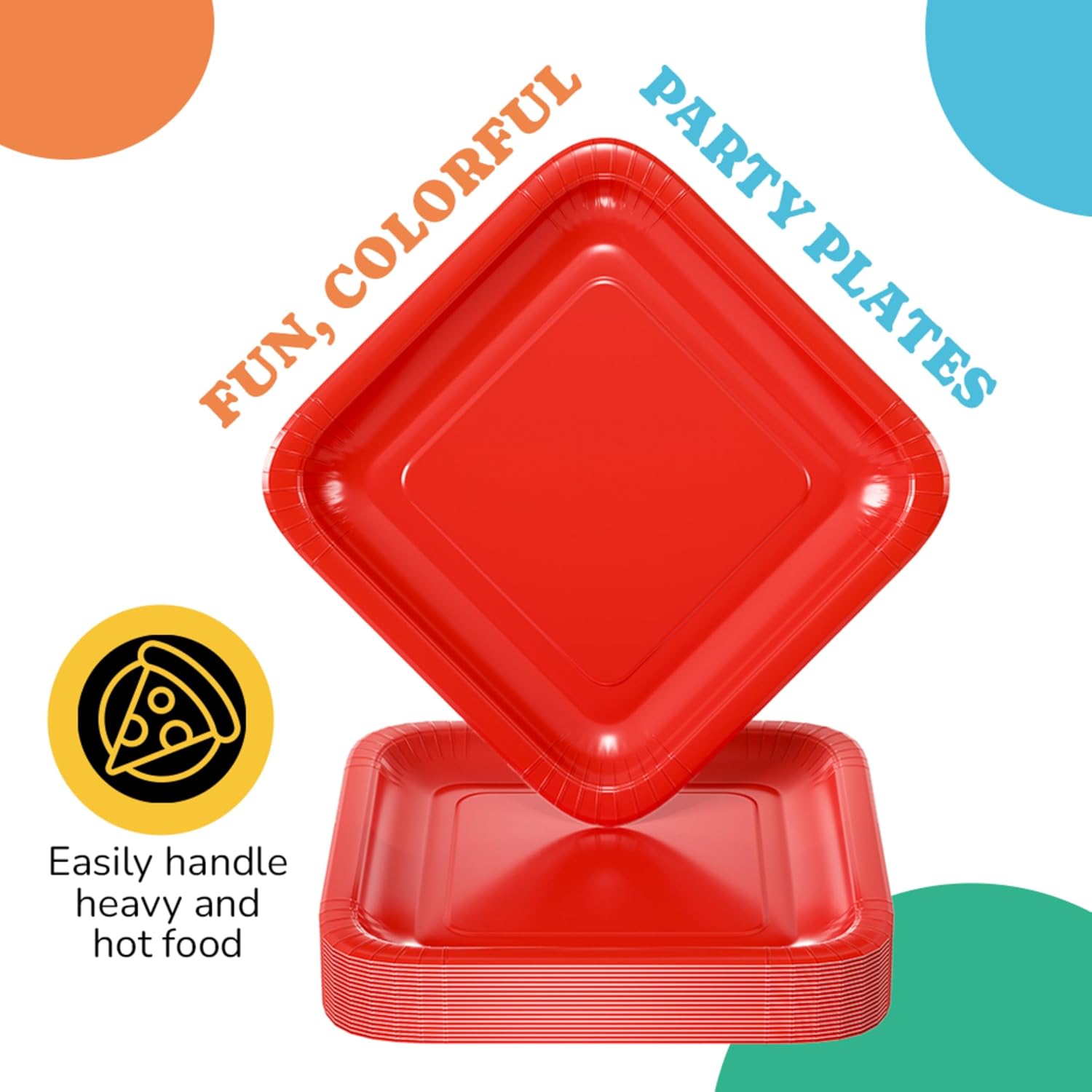 9 In. Red Square Paper Plates - 50 Ct.