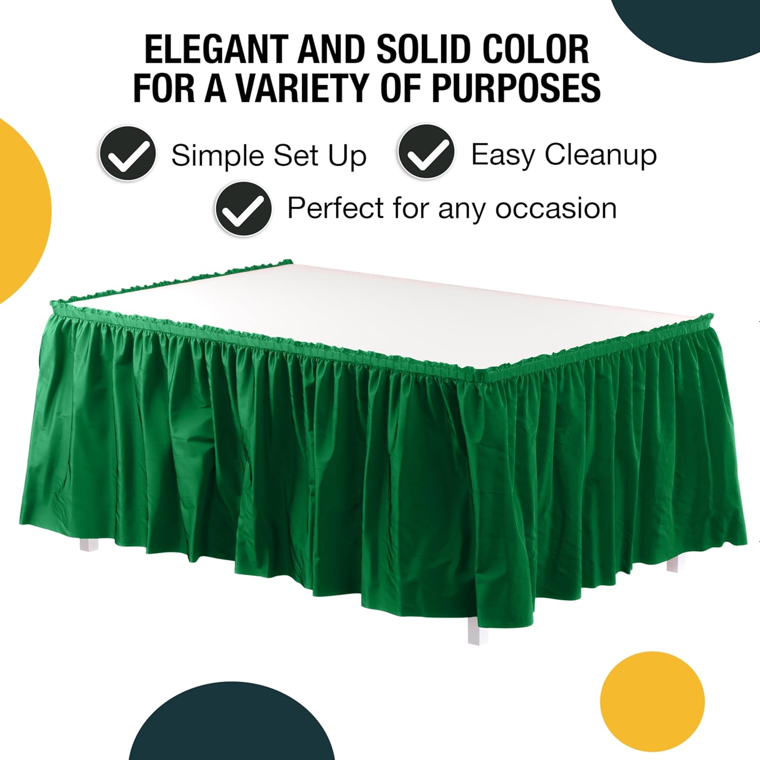 Emerald Green Plastic Table Skirt | 6 Pack