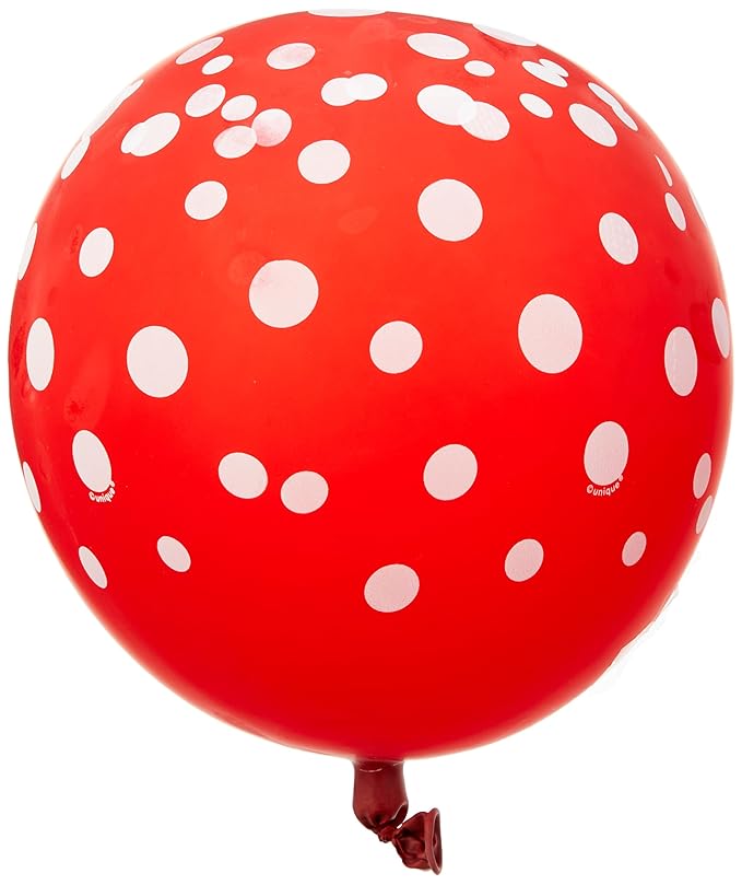 6ct, 12" Red Polka Dot Latex Balloon