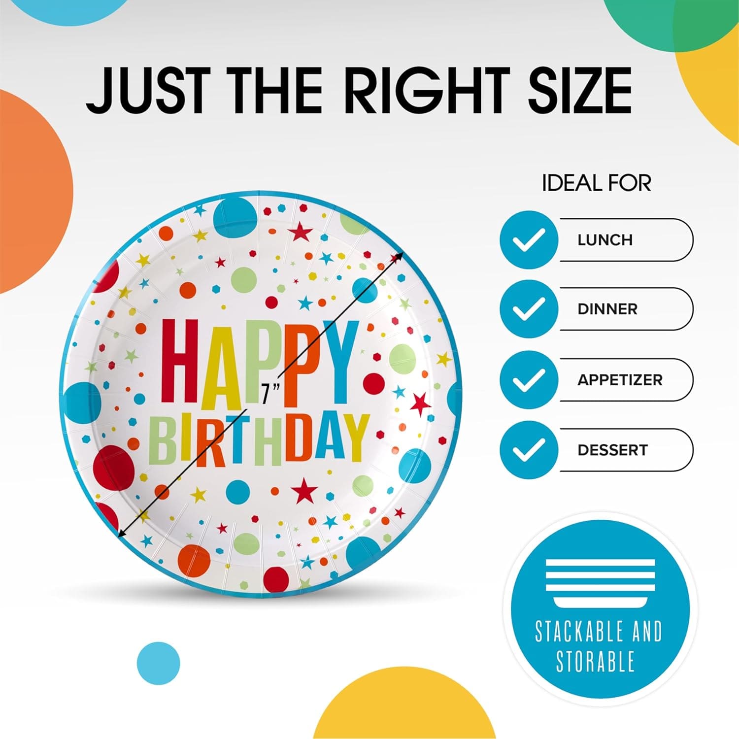 7 In. Birthday Print Paper Plates - 50 Ct.| Case of 20