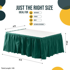 Dark Green Plastic Table Skirt | 6 Pack