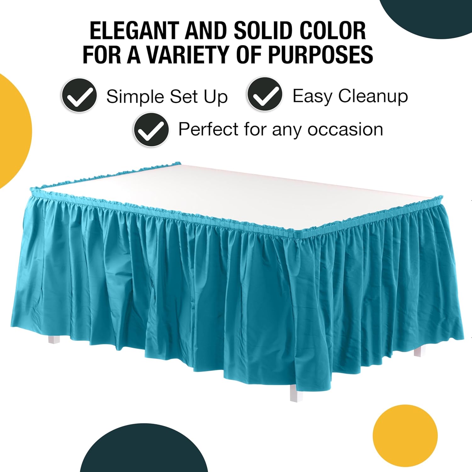 Turquoise Plastic Table Skirt | 6 Pack