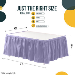 Lavender Plastic Table Skirt | 6 Pack