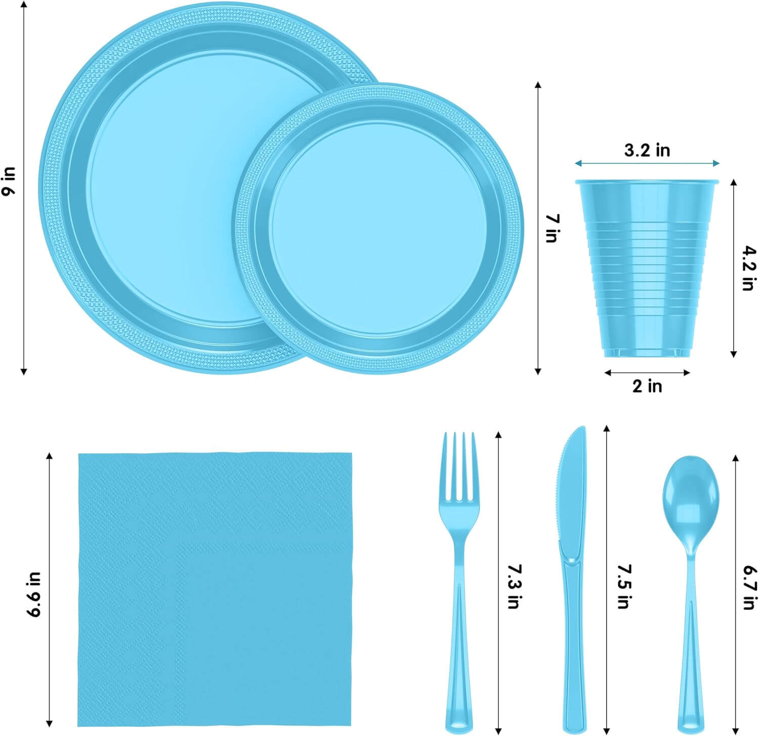 Solid Color Tableware Combo - Light Blue