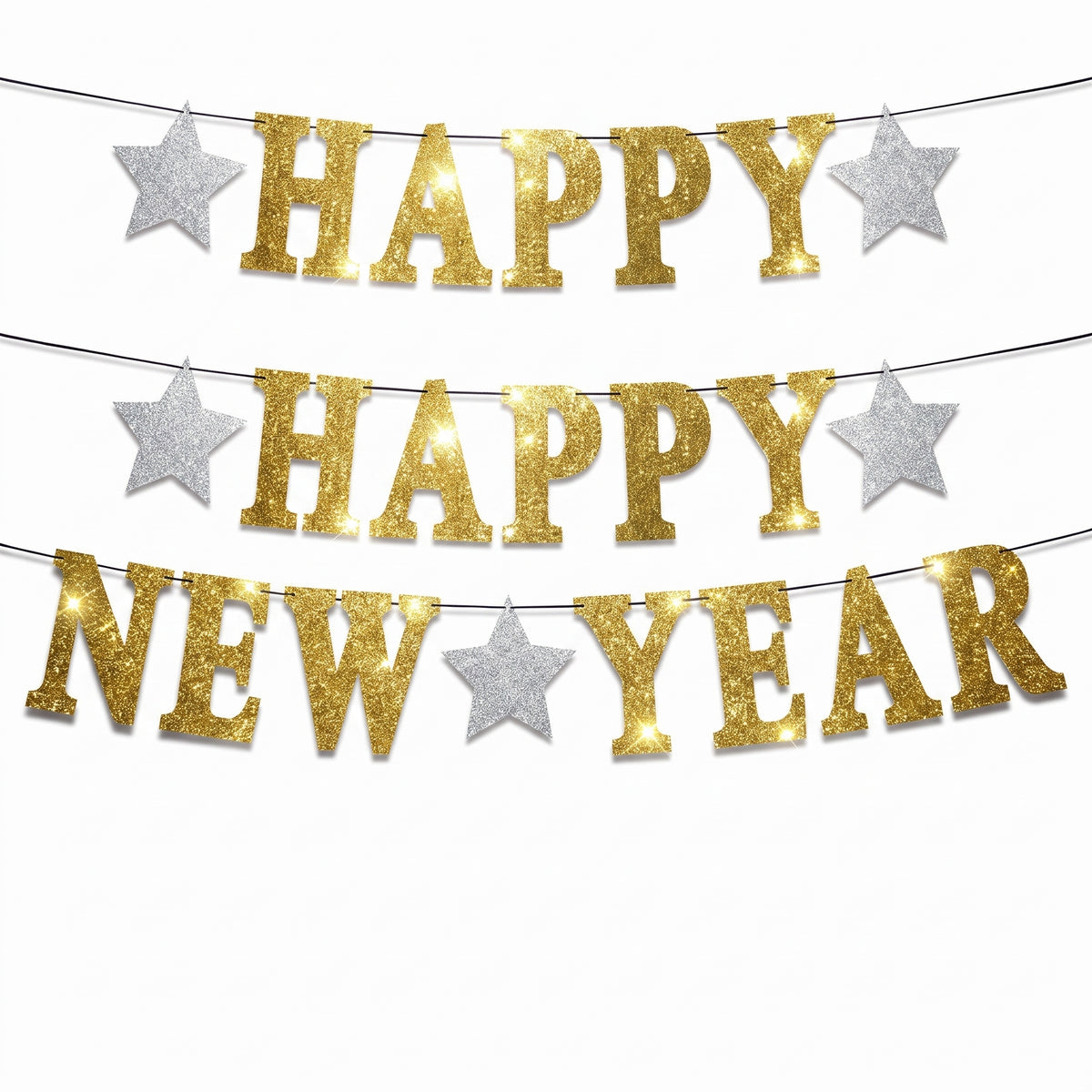 Glitter Gold "Happy New Year" Banner Decoration