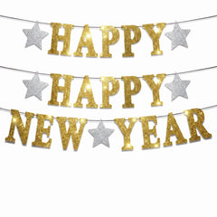 Glitter Gold "Happy New Year" Banner Decoration