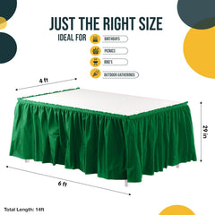 Emerald Green Plastic Table Skirt | 6 Pack