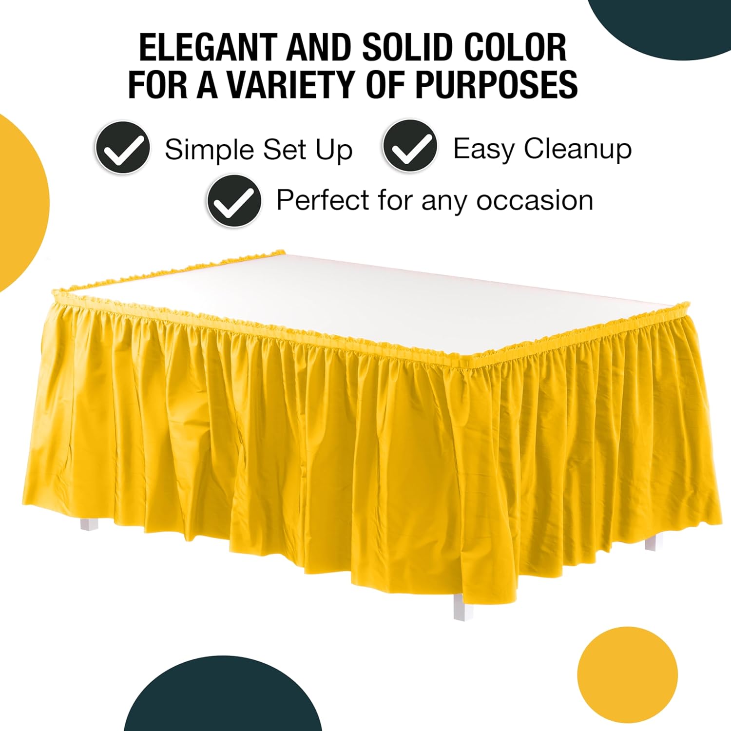 Yellow Plastic Table Skirt | 6 Pack