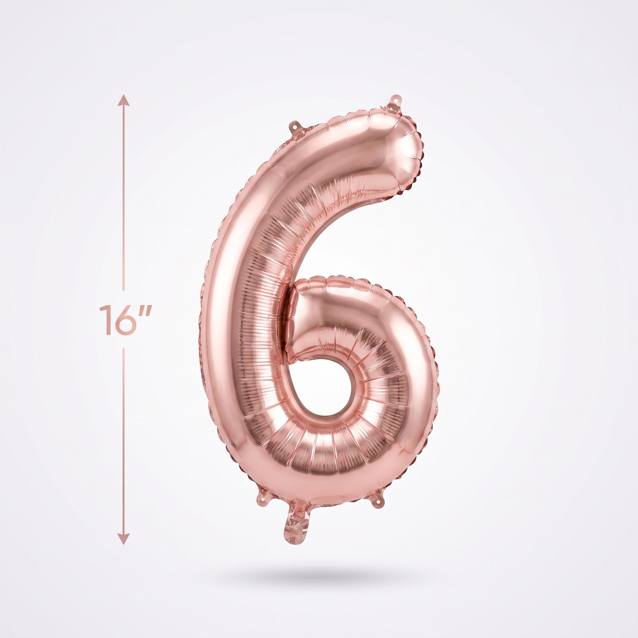 Rose Gold Script Number 6 Balloon - 8-Inch Air-Filled Foil