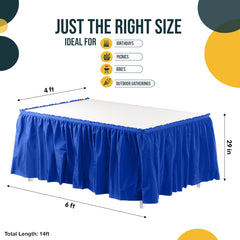 Dark Blue Plastic Table Skirt | 6 Pack