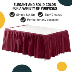 Burgundy Plastic Table Skirt | 6 Pack