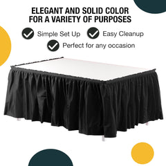 Black Plastic Table Skirt | 6 Pack