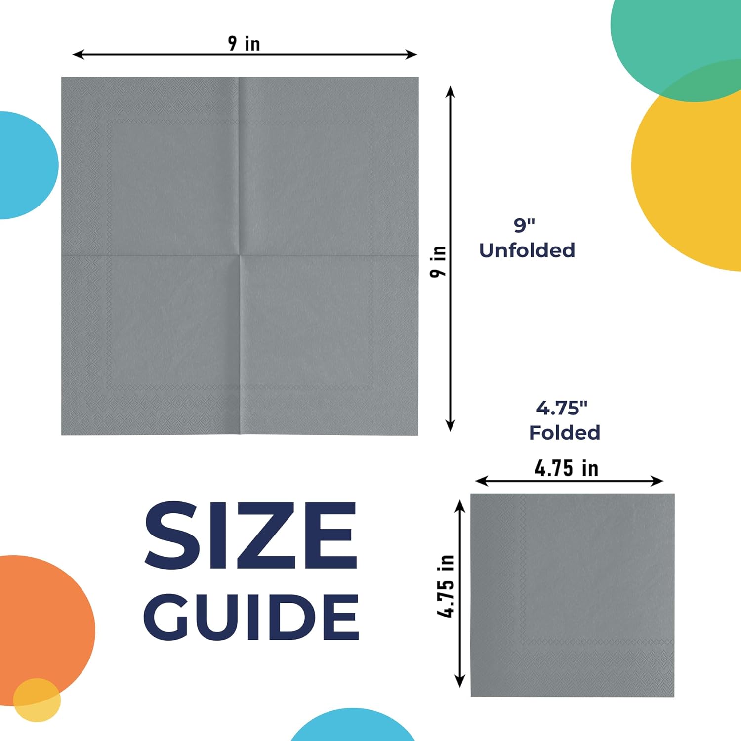 Silver Luncheon Napkins | 6.75 in. x 6.75 in. | 100 Count