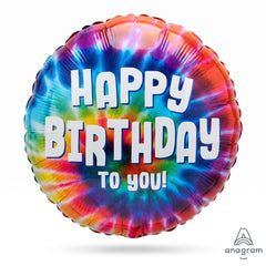 Vibrant Tie-Dye Metallic Foil Balloon