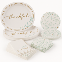 Simply Thankful 12" Oval Paper Plates - Perfect for Thanksgiving