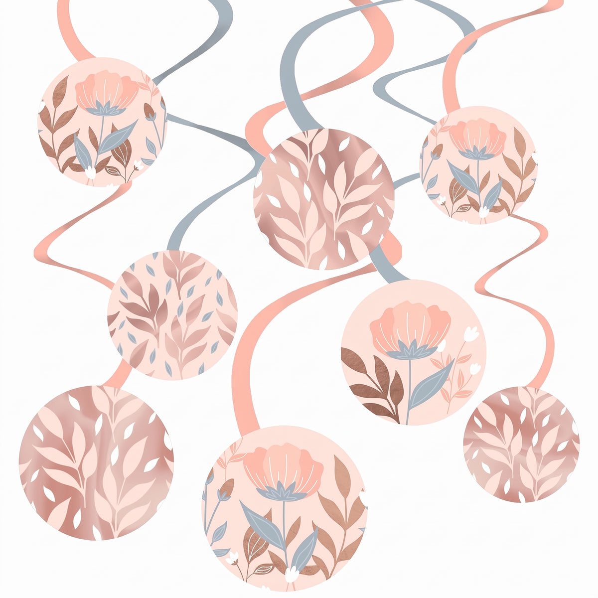 Rose Gold Floral Swirl Hanging Decorations