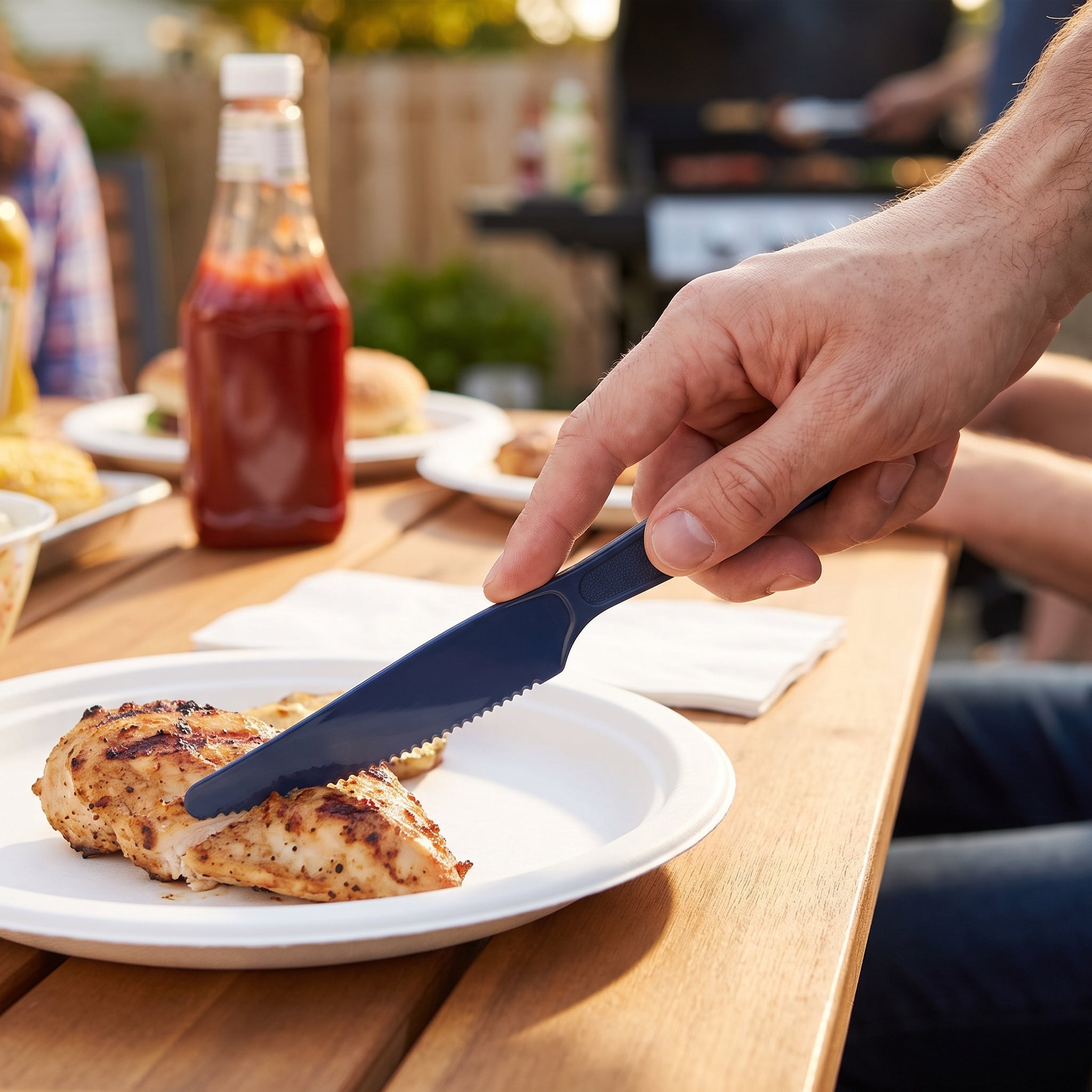 True Navy Heavy Duty Plastic Knives - Solid Color Collection - 7.5 in.