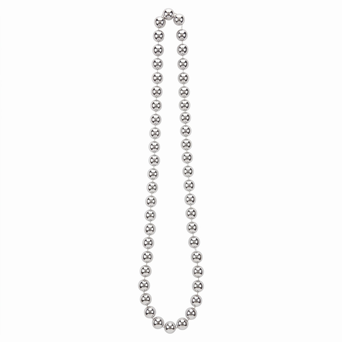 Silver Metallic Bead Necklace - 30 In.