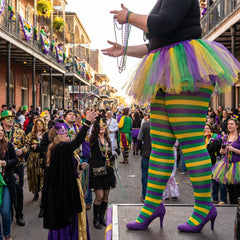 Plus Size Striped Tights - Mardi Gras Masquerade