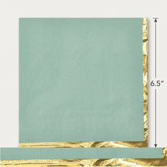 Elegant Willow Green Lunch Napkins - 6.5 In. x 6.5 In. with Gold Hot Stamping