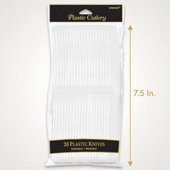 White Plastic Knives - 7.5 In. | 20 Count