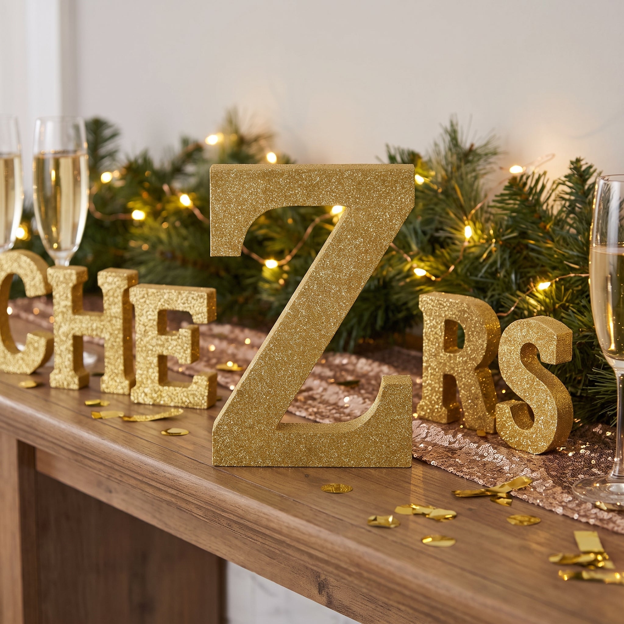 Glitter Gold Standing Letter "Z" Decoration - 4-Inch MDF Block