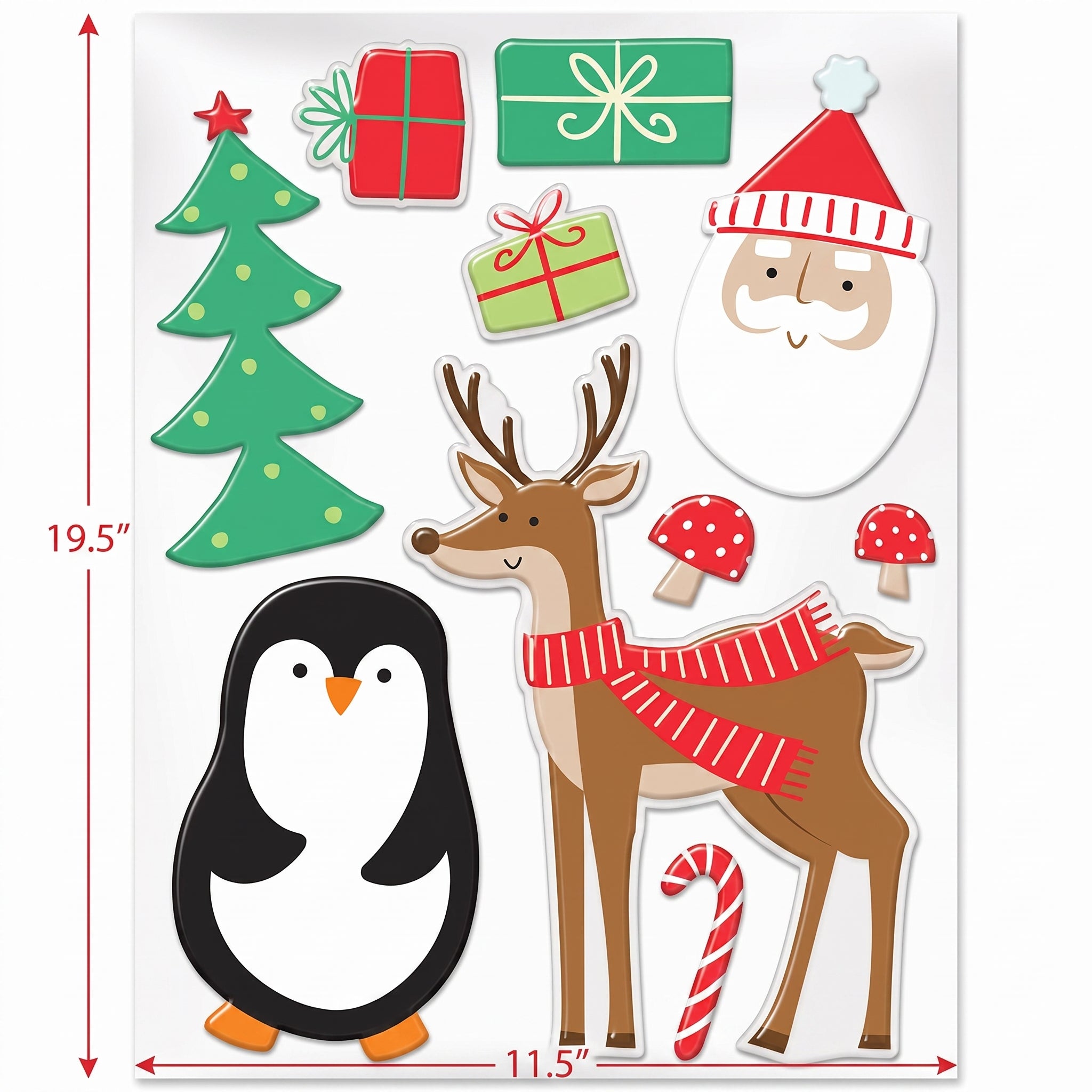 Christmas Kids' Gel Window Clings - Festive Holiday Decorations