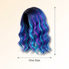 Halloween Oil Slick Wavy Wig - Blue, Purple & Turquoise