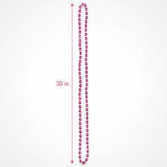 Bright Pink Metallic Bead Necklace - 30 In.